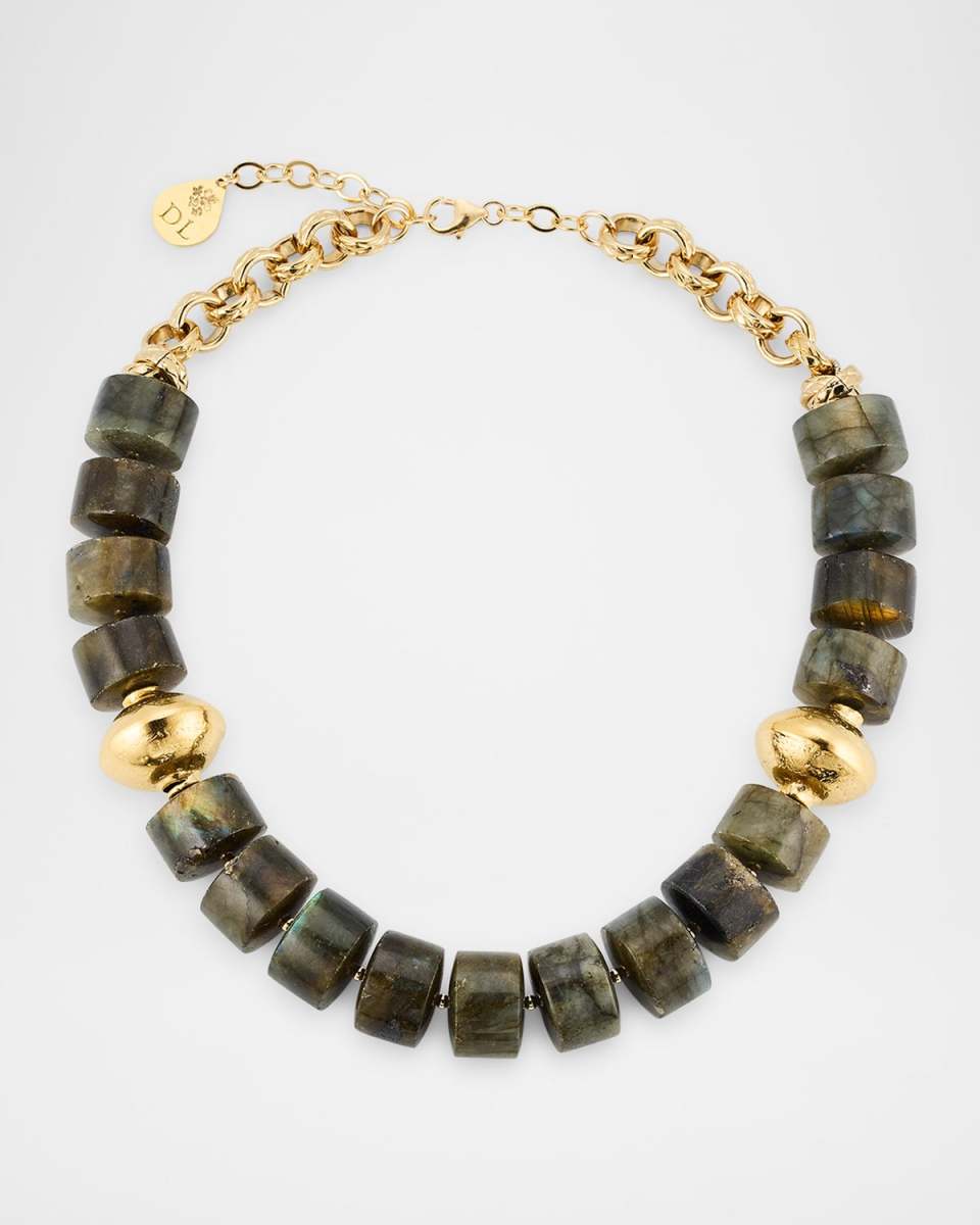 Labradorite and Gold Accent Beaded Choker Necklace